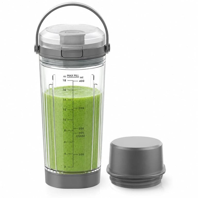 Feilifan Csere Mixertartály 18 oz Ninja Blast Hordozható Turmixgéphez Szürke - Hiányos, késvédő nélkül (állapot: lásd a 2. képet)