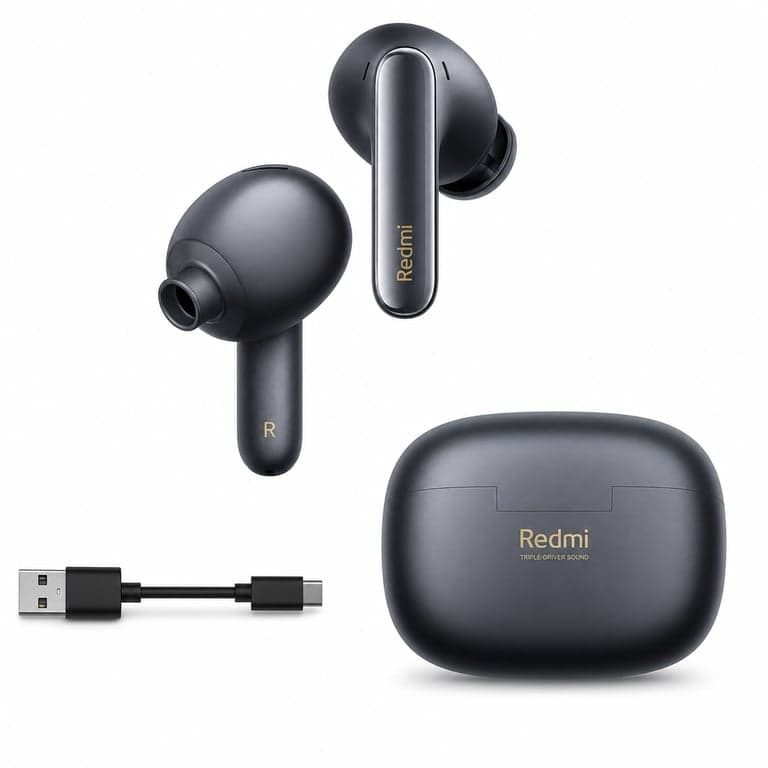 Xiaomi Redmi Buds 6 Pro Bluetooth fülhallgató, ANC 55 dB, 36 óra akku — fülhallgató párnák hiányoznak nélkül (állapot: lásd a 2. képet)