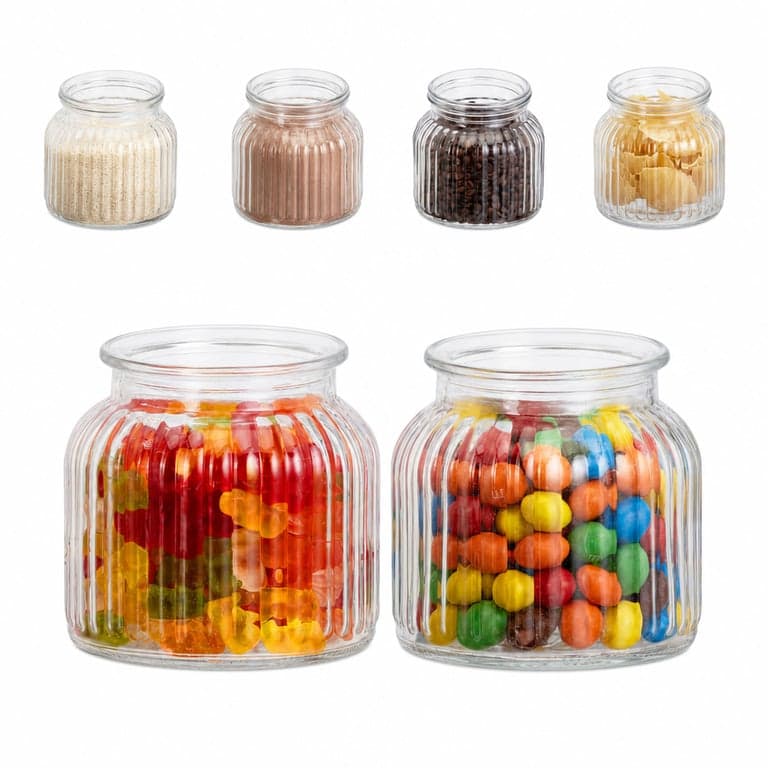 Relaxdays Tárolóüveg 6 db-os Készlet, 700 ml, Fedővel, Légmentes, Átlátszó — 1 db légmentes fedő hiányzik (állapot: lásd a 2. képet)