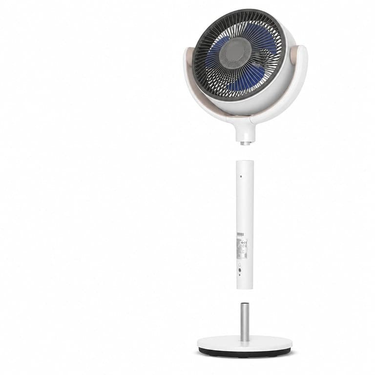 DREO Okos Állványos Ventilátor RGB Fénnyel, 120°+120° Forgó Légkeringető, 20 dB Csendes, 8 órás Timer, Fehér – Távirányító nélkül