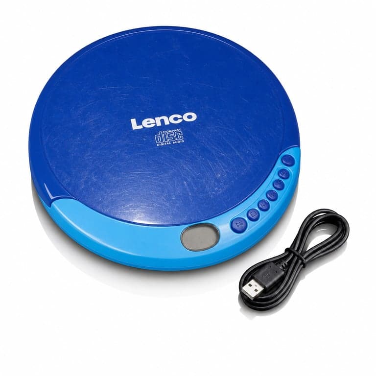 Lenco CD-011BU Hordozható CD-lejátszó Kék Színben, 3,5 mm Jack Csatlakozóval és Micro — Hiányzik a fülhallgató (állapot: lásd a 2. képet)