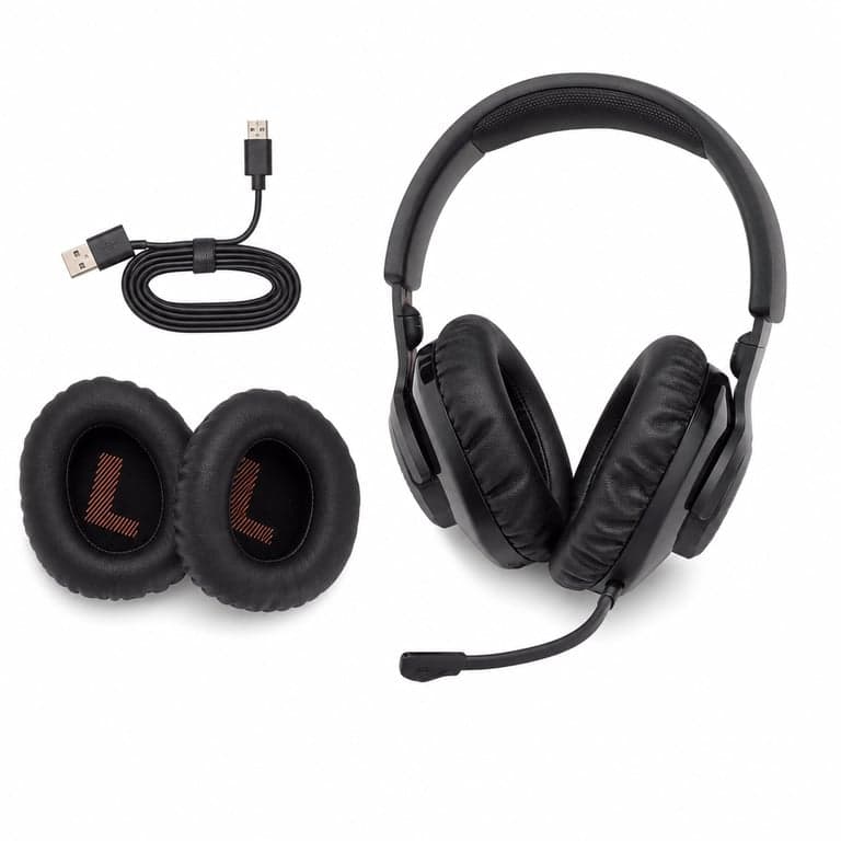 JBL Quantum 350 Wireless gaming headset levehető mikrofonnal - fekete — teszteletlen (hiányzó 2,4 GHz-es stick) (állapot: lásd a 2. képet)