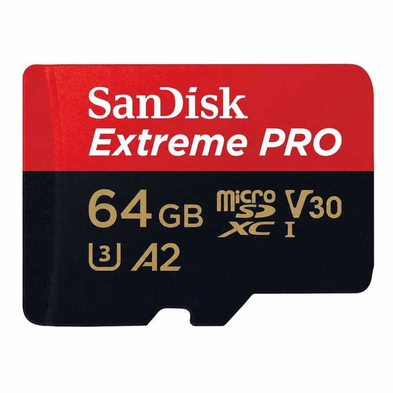 SanDisk Extreme PRO microSDXC memóriakártya 64 GB, 200 MB/s, A2, U3, V30 — SD — Adapter nincs hozzá nélkül (állapot: lásd a 2. képet)
