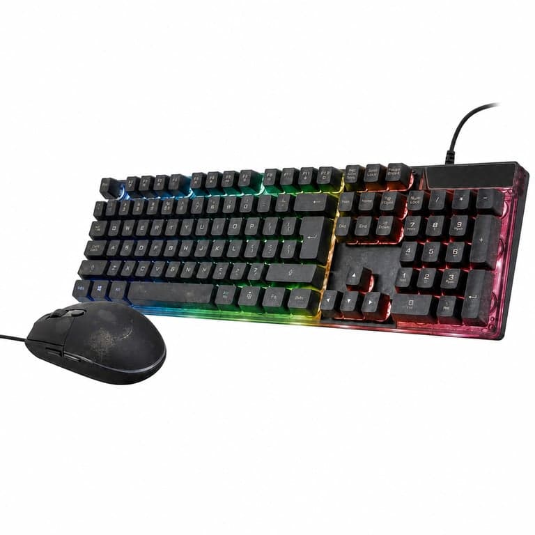 Trust GXT 838 Azor Gaming Billentyűzet és Egér Szett RGB LED — Hasznalat nyomai látszódnak a terméken (állapot: lásd a 2. képet)