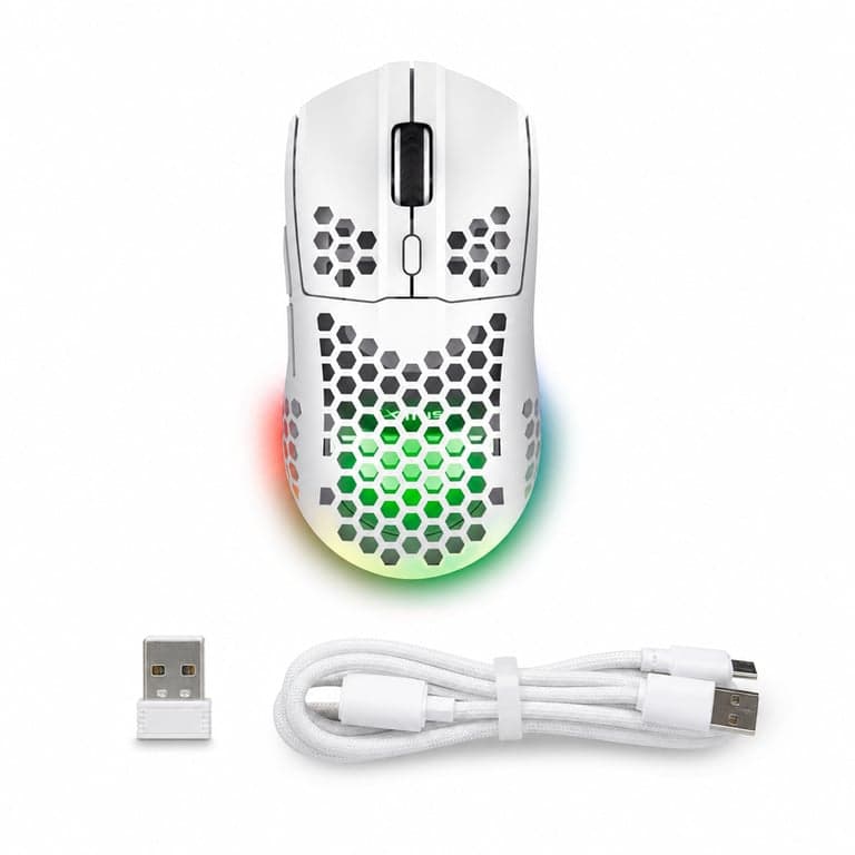 Trust Gaming GXT 929W Helox vezeték nélküli gaming egér fehér, 75 g, 800-4800 DPI, ultrakönnyű — kisebb kopás (állapot: lásd a 2. képet)