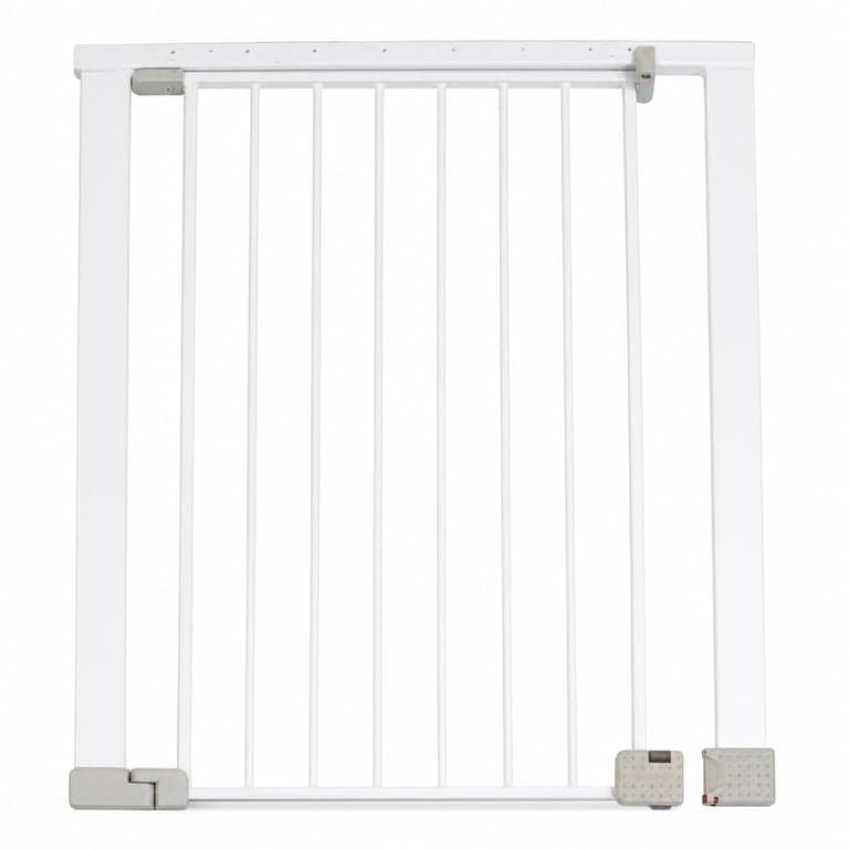Safety 1st SecureTech biztonsági kapu fehér, fúrás nélküli rögzítés, 73-80 cm, egykezes nyitás, dupla zár, lépcsőhöz és ajtóhoz