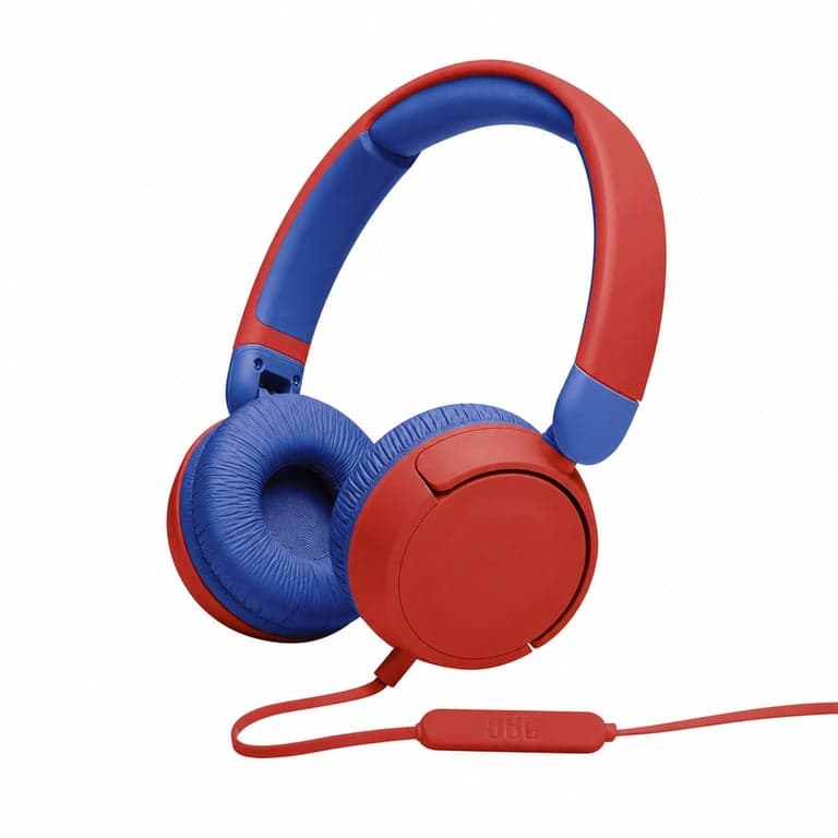 JBL Jr310 Vezetékes On-Ear Gyerek Fejhallgató Piros-Kék Színben — hibás, alkatrésznek: nem ad ki hangot (állapot: lásd a 2. képet)