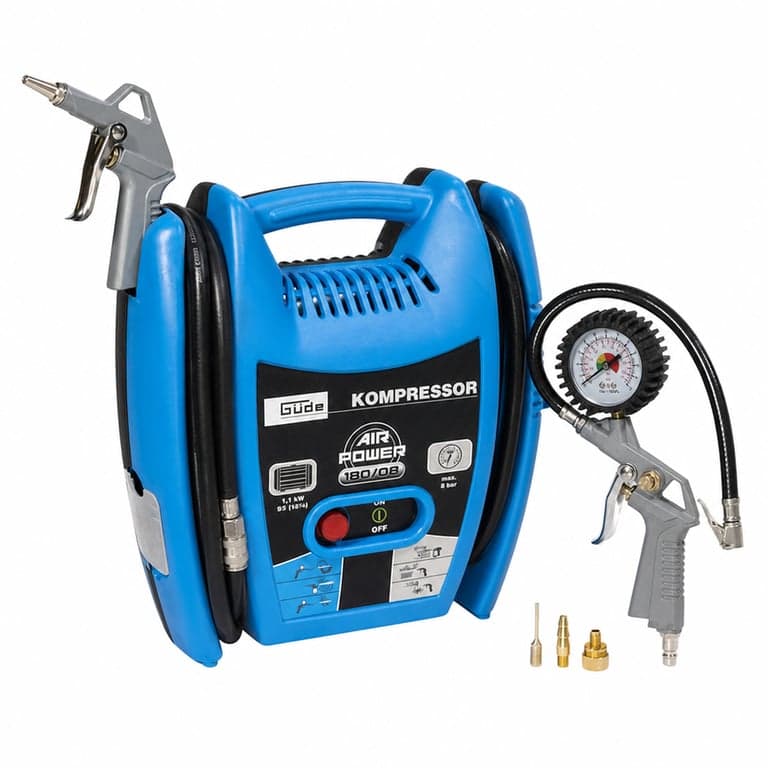 Güde Airpower 180/08 olajmentes kompresszor, 1100 W, 8 bar, 140 l/min — hibás, alkatrésznek: használt (állapot: lásd a 2. képet)