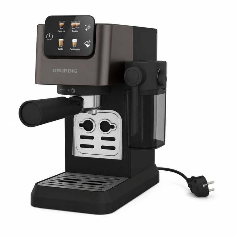 Grundig KSM 5330 Portaszűrős Kávégép – 1628W, 15 Bar, Dark Inox, 300 ml — 2 db szűrő és kanál hiányzik (állapot: lásd a 2. képet)