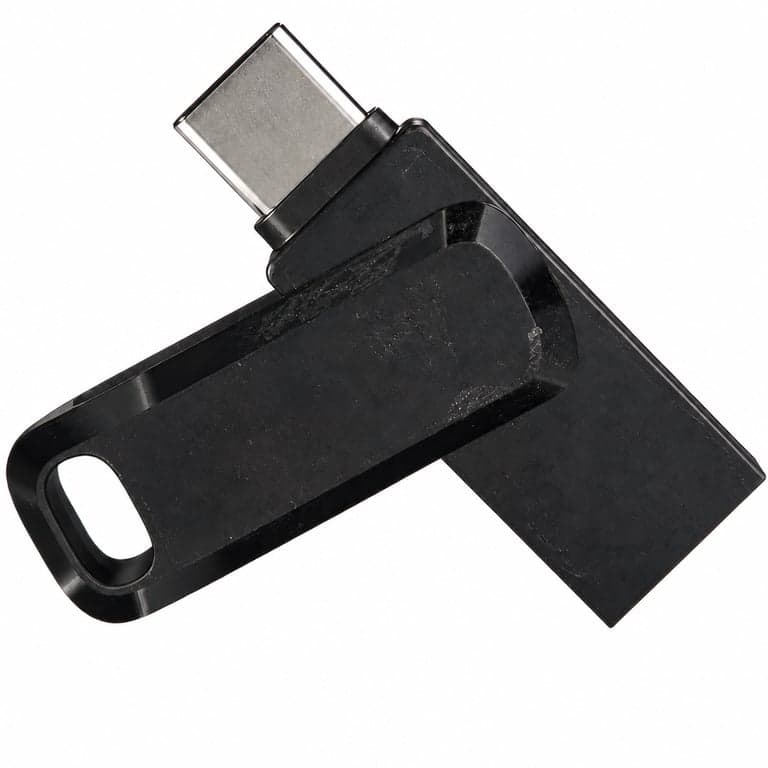SanDisk Ultra Dual Drive Go USB Type-C és Type-A pendrive 128 GB fekete — Ragasztószalag nyomai a terméken (állapot: lásd a 2. képet)
