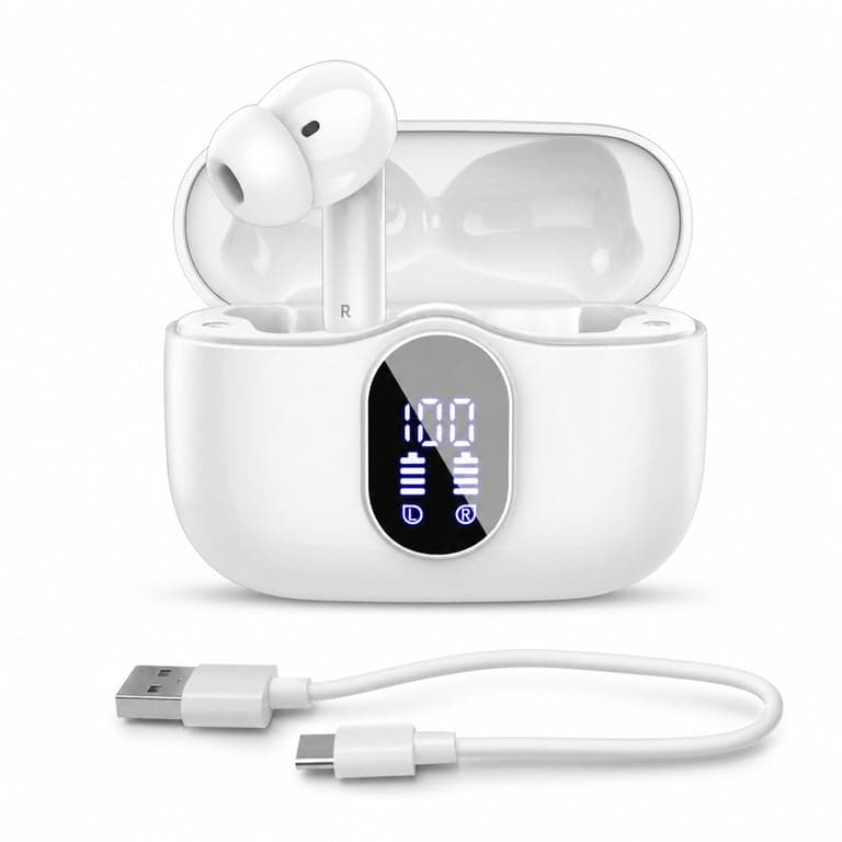 Btootos Bluetooth 5.3 Vezeték nélküli Fülhallgató – Hibás — hibás, részben működik: jobb fülhallgató néma (állapot: lásd a 2. képet)