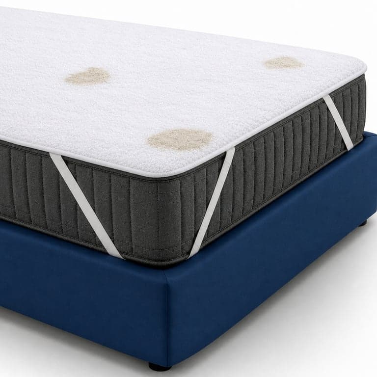 Flowen Vízálló Matracvédő 140x200 cm – Pamut, Légáteresztő, Anti-Allergiás, Mosható – — Van rajta 3 folt (állapot: lásd a 2. képet)