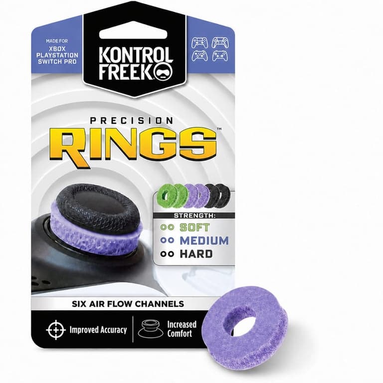 KontrolFreek Precision Rings célzást segítő gyűrű PS4, PS5, Xbox One, Switch Pro és Scuf kontrollerhez - Fekete/Lila/Zöld - Részleges szett — 1 db-os szett