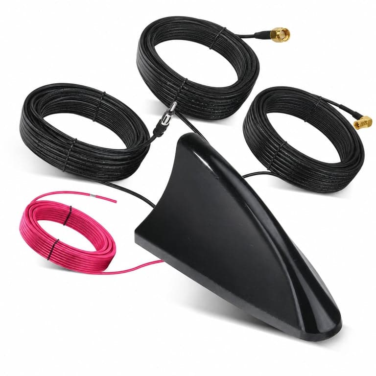 Bingfu Cápauszony Autóantenna FM DAB GPS GNSS 28 dB LNA 9-16V SMA SMB — Enyhén karcos kábelek egyben vannak (állapot: lásd a 2. képet)