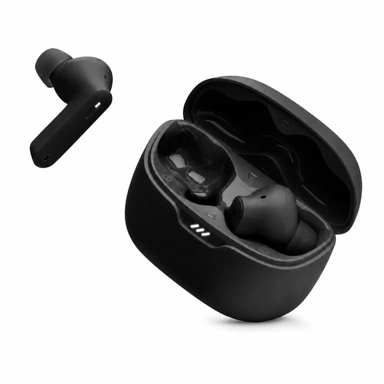 JBL Tune Beam True Wireless Bluetooth fülhallgató fekete, aktív — csak a fülhallgatók és a tok töltőkábel nélkül (állapot: lásd a 2. képet)