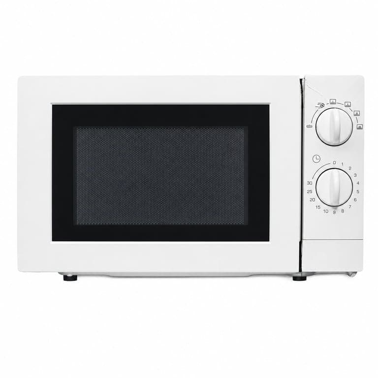 Brandt SM2016W mikrohullámú sütő 20L 700W fehér 6 főzési szint — hibás, alkatrésznek: sérült ajtó és kezelőpanel (állapot: lásd a 2. képet)