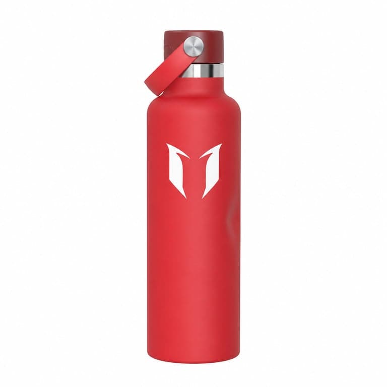 Super Sparrow FlipFlow rozsdamentes acél termosz kulacs 750 ml, piros — szívószálak nélkül, oldalsó horpadással (állapot: lásd a 2. képet)