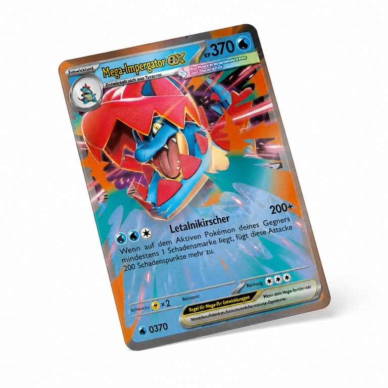 Holografikus Mega Impergator-ex promókártya billegő képkártya — Pokémon Kártyajáték: Mega Fejlődés Gyűjtemény (alkatrész)