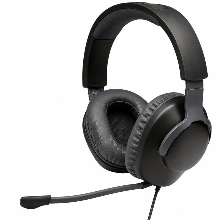 JBL Quantum 100 vezetékes gaming fejhallgató mikrofonnal, fekete - használt, kopott — Használat nyomai láthatóak (állapot: lásd a 2. képet)