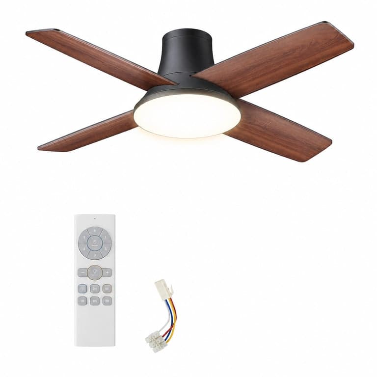 DREO mennyezeti ventilátor lámpával fekete DC motor 12 sebesség dimmelhető LED távirányító — 1 db csavar nélkül (állapot: lásd a 2. képet)
