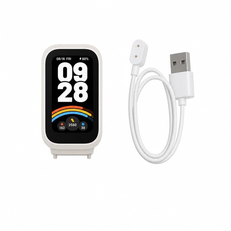 Xiaomi Smart Band 9 Active okoskarkötő 1,47" TFT kijelző bézs-fehér — érintőképernyő-hiba, óraszíj nélkül (állapot: lásd a 2. képet)