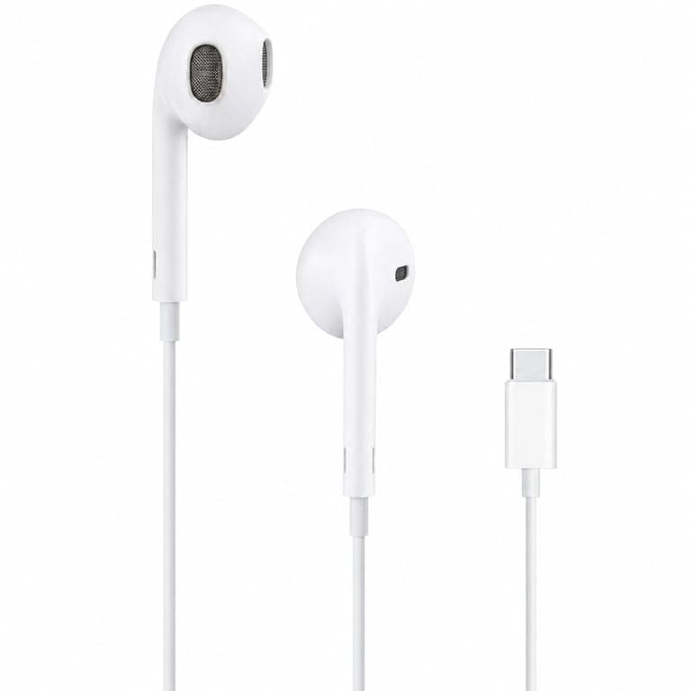 Apple EarPods USB-C csatlakozós fülhallgató, fehér – láthatóan — hangszó részénél látszik hogy használva volt (állapot: lásd a 2. képet)