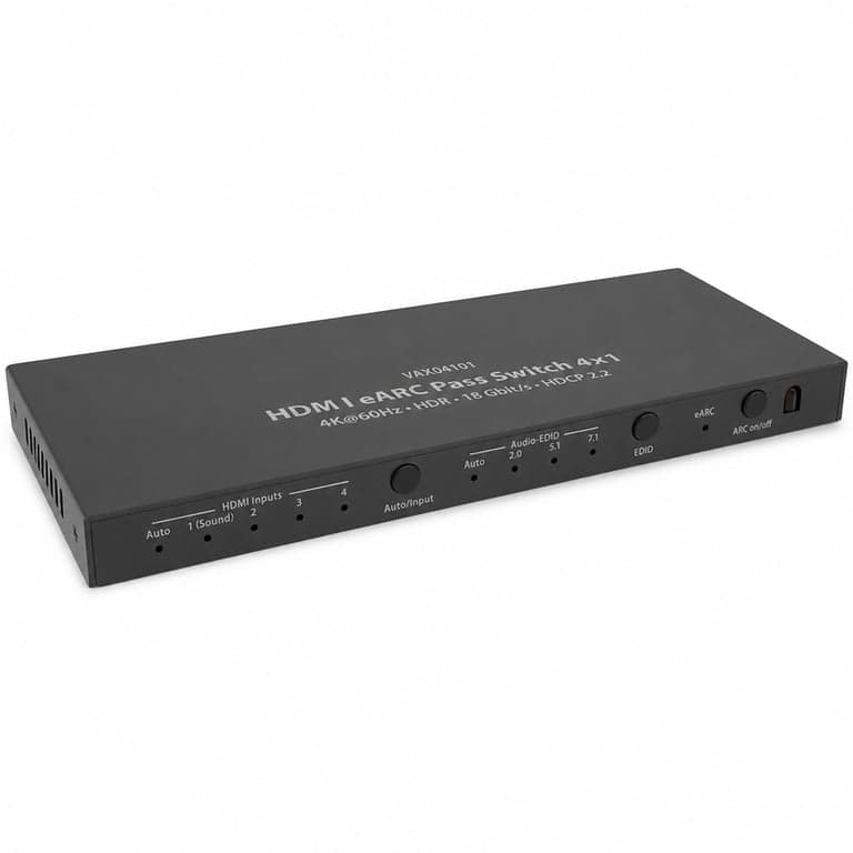 FeinTech VAX04101A HDMI eARC Pass Switch 4x1 - Audio Extractor eARC Soundbarhoz, 3 — Távirányító nélkül (állapot: lásd a 2. képet)