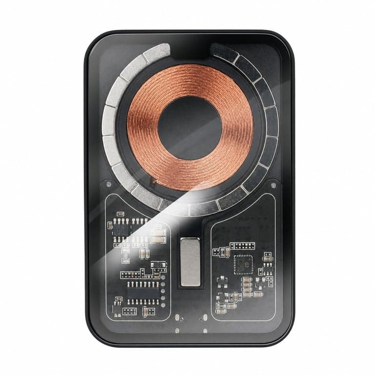 Grundig Vezeték Nélküli Powerbank 5000 mAh Átlátszó USB-C MagSafe Kompatibilis iPhone 12 és újabb modellekhez — (állapot: lásd a 2. képet)