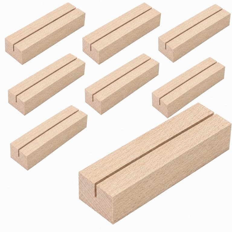 WISYOK Fa Névkártyatartó Asztali Kártyatartó 9 db, Esküvőre és Rendezvényekre, 10x3x2 cm, Természetes Fa Ültetőkártya Tartó