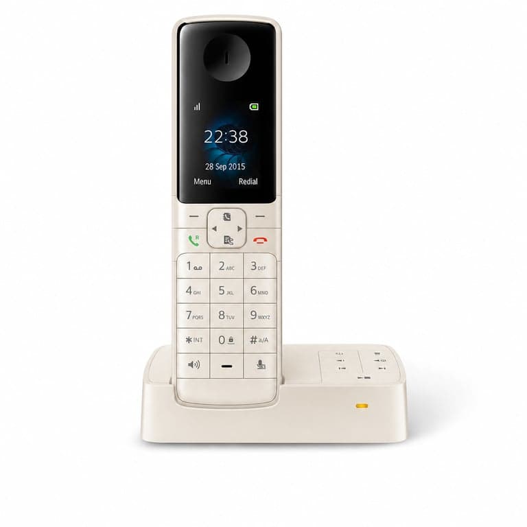 Philips D6351W/38 DECT Vezeték Nélküli Telefon Üzenetrögzítővel — Krémszínűre szívta ki a nap a fehér színét (állapot: lásd a 2. képet)