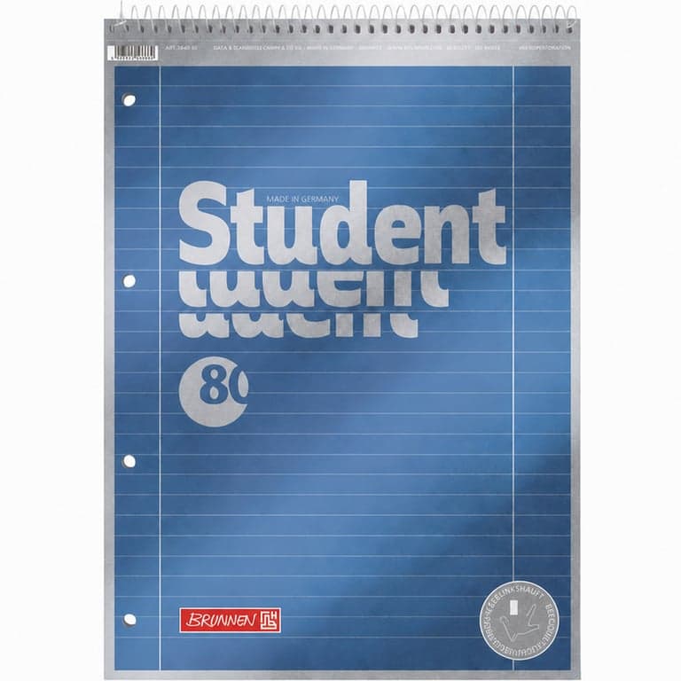Brunnen Student Premium spirálfüzet A4 bal kezes vonalazott (27-es) 80 lap kék fémes borítóval 90 g/m² papír — 1 db-os szett