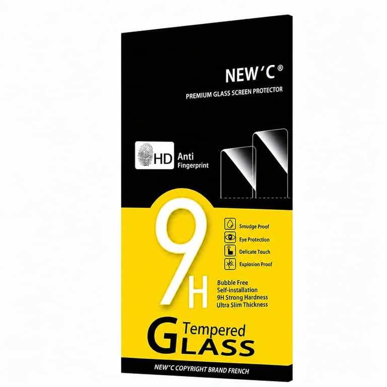 NEW'C iPhone 15 edzett üveg kijelzővédő fólia és kamera védő szett (1 db képernyővédő + 1 db kameravédő), 9H, HD átlátszó, ujjlenyomatmentes