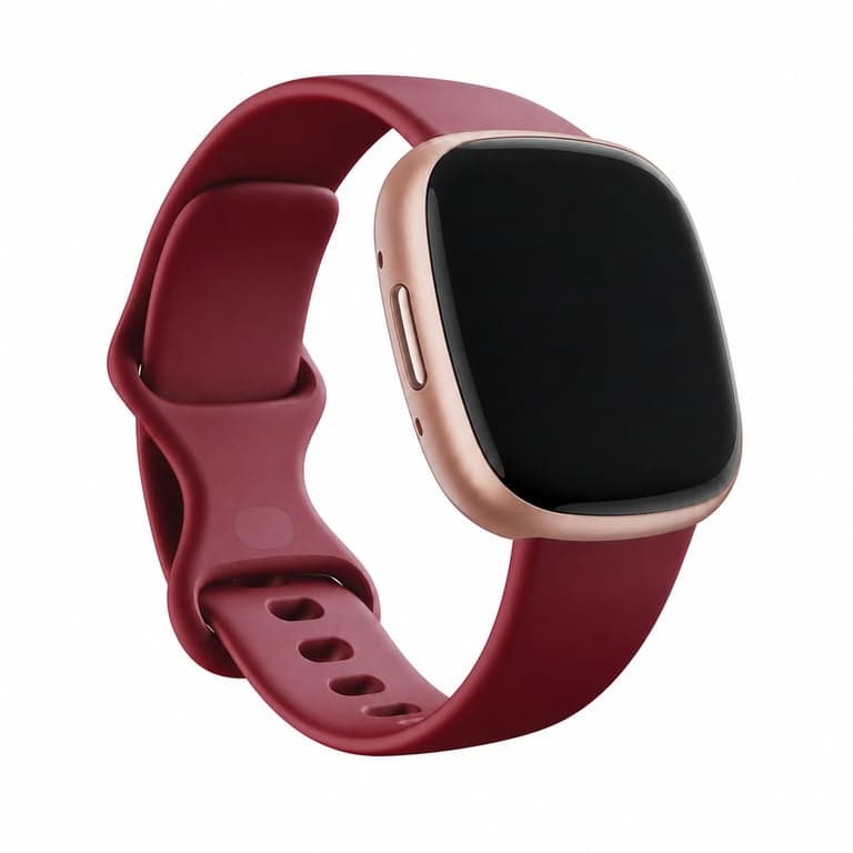 Fitbit Versa 4 Okosóra málnapiros szilikon szíjjal és rozéarany alumínium tokkal, beépített — Használt termék (állapot: lásd a 2. képet)