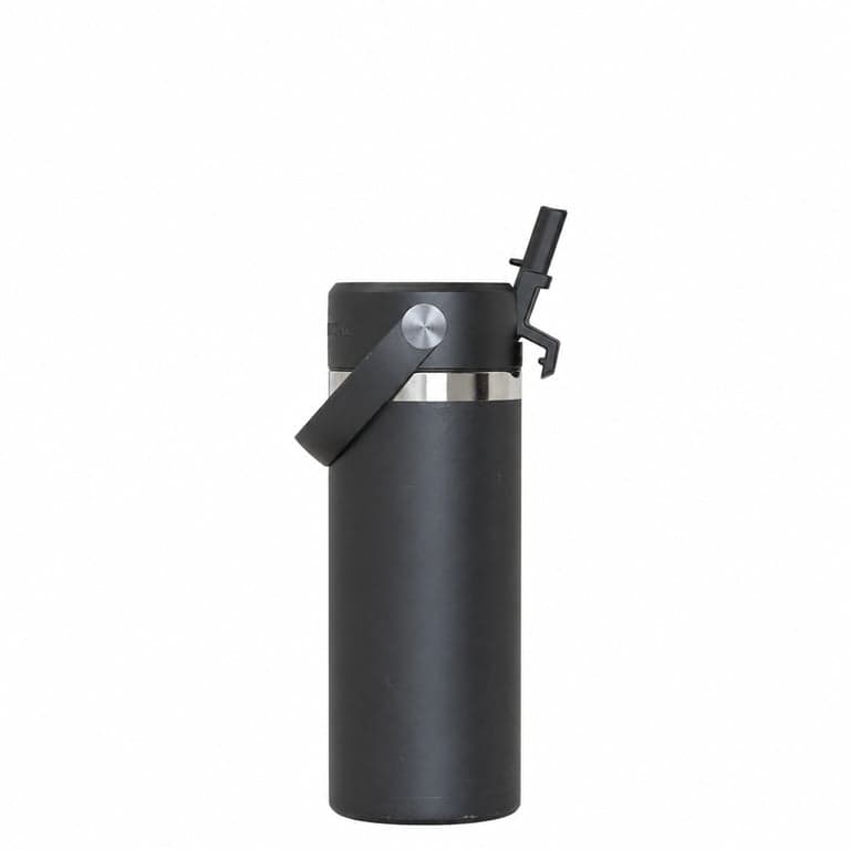 Super Sparrow Gyerek Rozsdamentes Acél Termosz Kulacs Szívószállal, 500 ml, Fekete – Használt állapot (állapot: lásd a 2. képet)