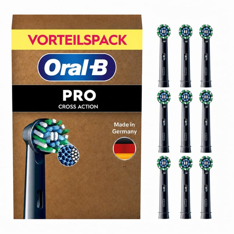 Oral-B PRO CrossAction elektromos fogkefe pótfej, fekete, 9 db - csökkentett készletű szett