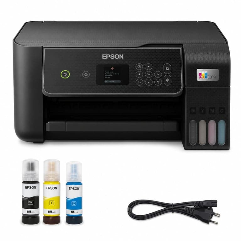 Epson EcoTank ET-2870 A4 Wi-Fi tintatartályos — hibás, részben működik: Hibaüzenettel leáll, tintaszett nélkül (állapot: lásd a 2. képet)
