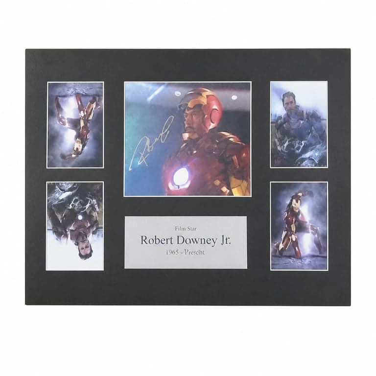 Nyomtatott fotó-összeállítás — HWC Trading FR Robert Downey Jr Ironman Nyomtatott Aláírt (alkatrész)