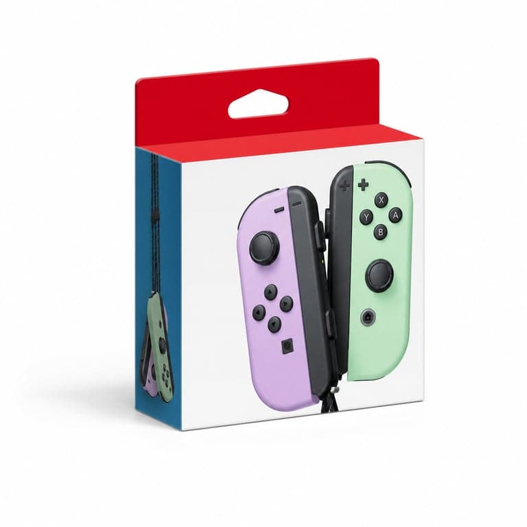 Nintendo Joy-Con pár – Pasztell lila és pasztell zöld – Nintendo — Az egyik karpántos csatoló egység hiányzik (állapot: lásd a 2. képet)