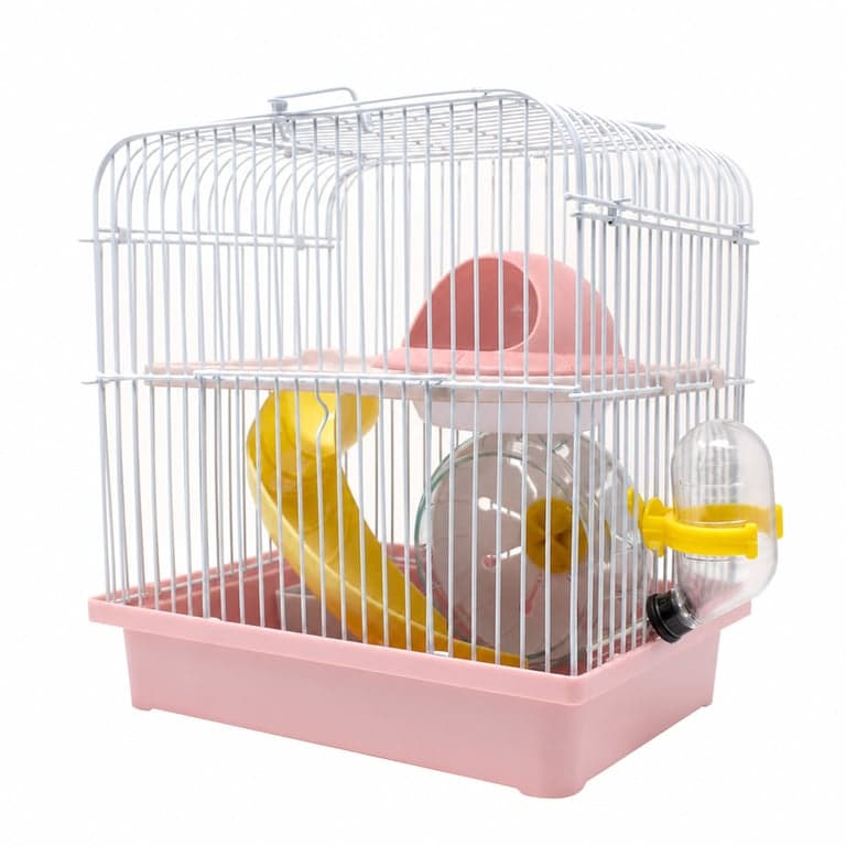 ICA HAM15 Play Garden fémketrec hamsternek, nagy méretű, egyenes kialakítás — rózsaszínű a piros helyett (állapot: lásd a 2. képet)