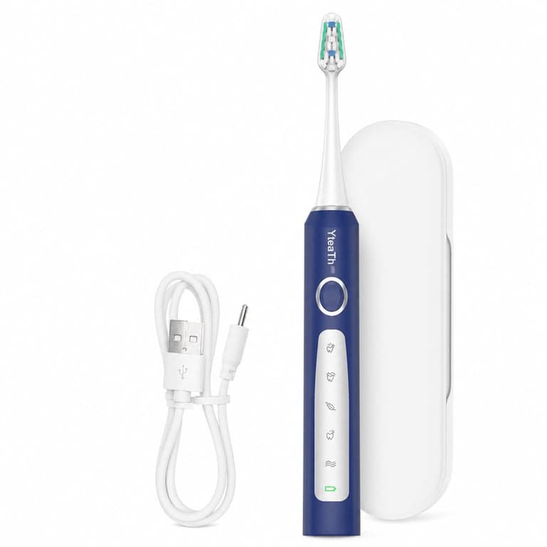 YTEATH PRO Szónikus Elektromos Fogkefe Felnőtteknek és Gyerekeknek - 5 db — 5 cserélhető fejjel nélkül (állapot: lásd a 2. képet)