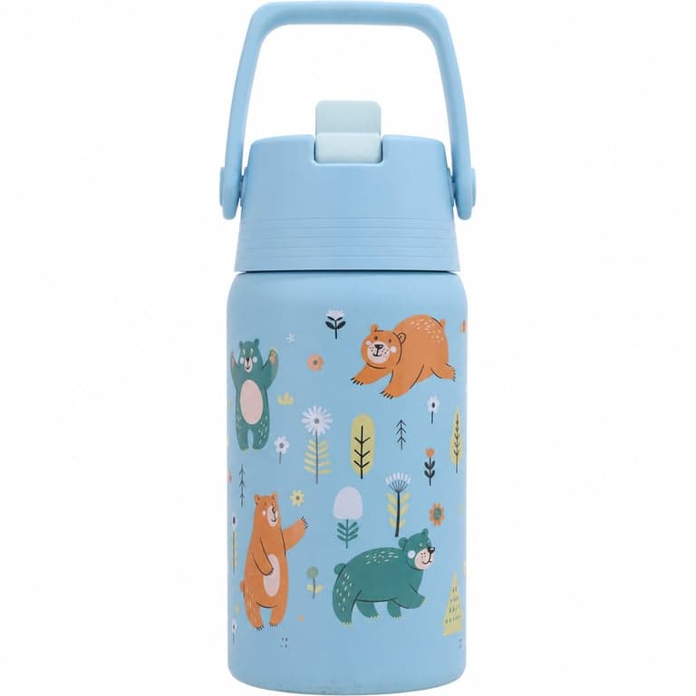 SIGG Shield FLIP Wild Bear gyerek rozsdamentes acél kulacs, kék medvés mintával, 0,5 L — használt (állapot: lásd a 2. képet)