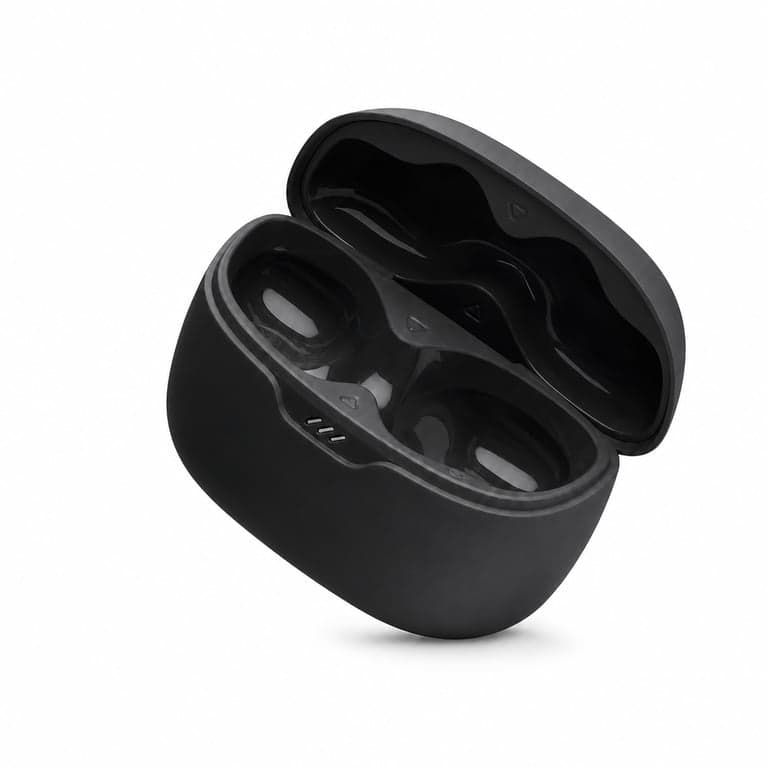 JBL Tune Beam True Wireless Bluetooth fülhallgató aktív zajszűréssel, fekete, töltőtokkal, gumi füldugók nélkül (állapot: lásd a 2. képet)