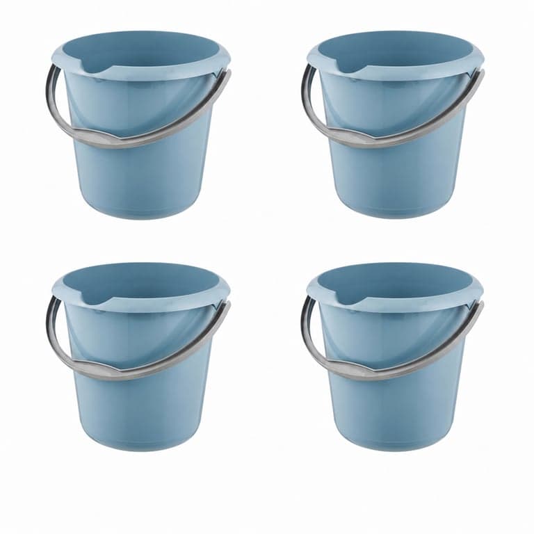 keeeper Mika Vödör Mérőskálával és Ergonomikus Fogantyúval, 10 L, Nordic Blue, 4 db-os szett (hiányos készlet)