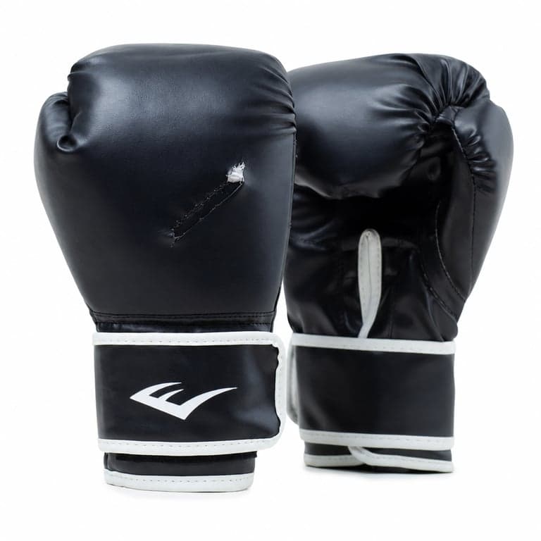Everlast Core 2 boxkesztyű L/XL méret, fekete, műbőr - hibás — hibás, részben működik: Van egy szakadás rajta (állapot: lásd a 2. képet)