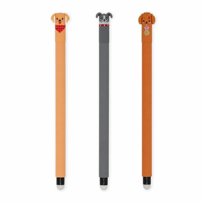 LEGAMI Fur-ever Friends törölhető zselés toll szett, 3 db, 0,7 mm, fekete-kék-piros — Betét csere szükséges (állapot: lásd a 2. képet)