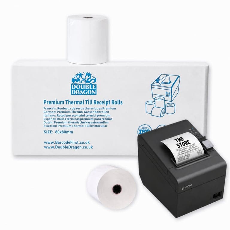 Double Dragon Prémium BPA-mentes Hőpapír tekercs 80x80 mm POS nyugtanyomtatóhoz, környezetbarát, kenődésmentes, 3 db-os csomag
