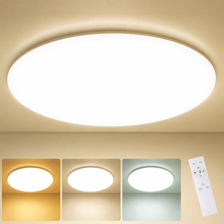 LEZOE LED Mennyezeti Lámpa Távirányítóval, φ45 cm, 45W 5000LM, 2700K-6500K — Hálózati tápkábel hiányzik (állapot: lásd a 2. képet)
