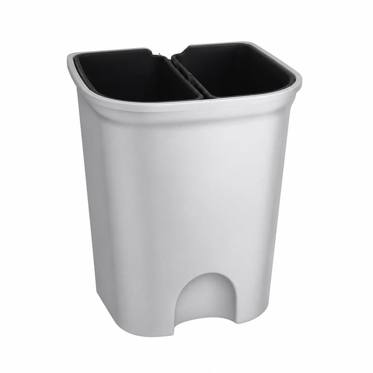 keeeper Torge pedálos szemetes 2 tartállyal, 2x11 liter, ezüst - HIÁNYOS: fedél nélkül — A kuka fedele nélkül (állapot: lásd a 2. képet)