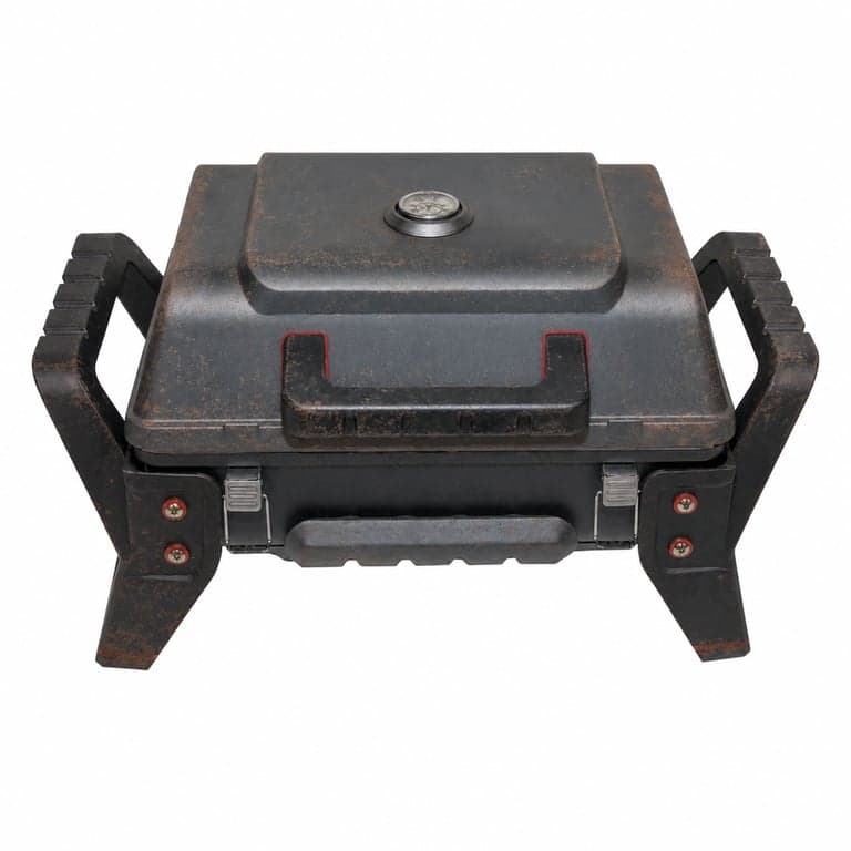 Char-Broil X200 Grill2Go hordozható gázgrill, TRU-Infrared, erősen használt, rozsdás, javításra vagy egyben elvihető