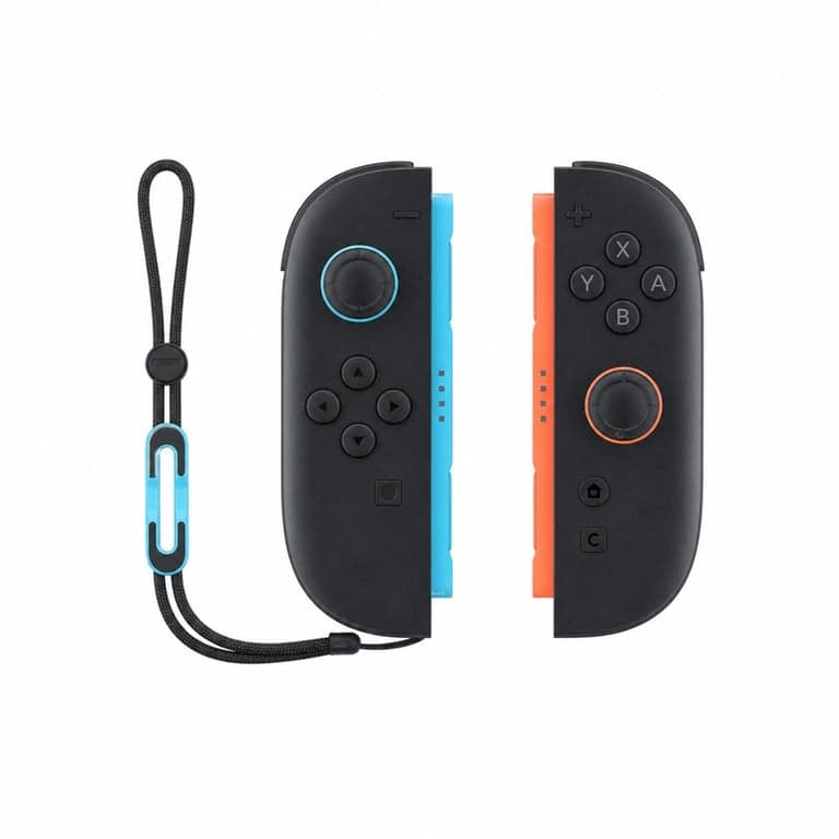 Nintendo Joy-Con 2 vezérlőpár bal világoskék és jobb — hibás, részben működik: narancssárga joystick hibás (állapot: lásd a 2. képet)